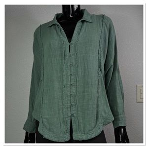 We The Free Gauzy High Low Oversized Top Sz XS 100% Cotton